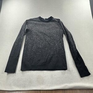 Lululemon Shirt Womens 12 Black Gray Speckle Ombre Knit Thumbholes Pullover